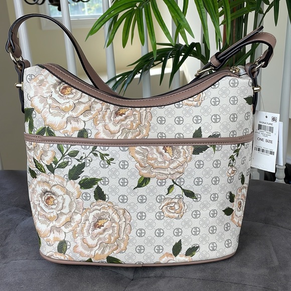 GIANI BERNINI ~ Floral Signature Shoulder Bag ~ Taupe / Gold ~ NWT! - Picture 4 of 11